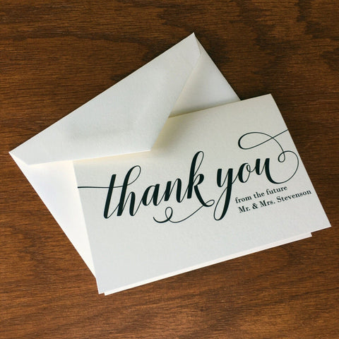 Graceful Thank You from the Future Mr. and Mrs. - Couples Shower Thank You Cards, Wedding Thank You Notes, handmade wedding stationery