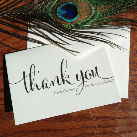 Thank You from the New Mr. and Mrs. Wedding Thank You Notes, handmade wedding stationery, bride and groom wedding thank you cards