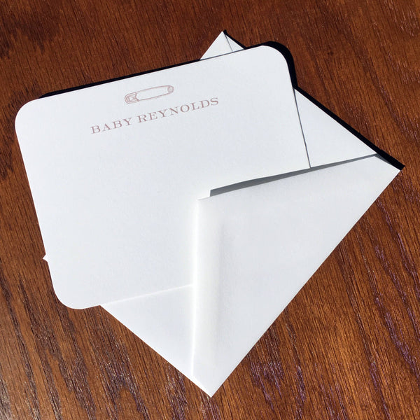 100% Cotton Baby Thank You Cards with safety pin