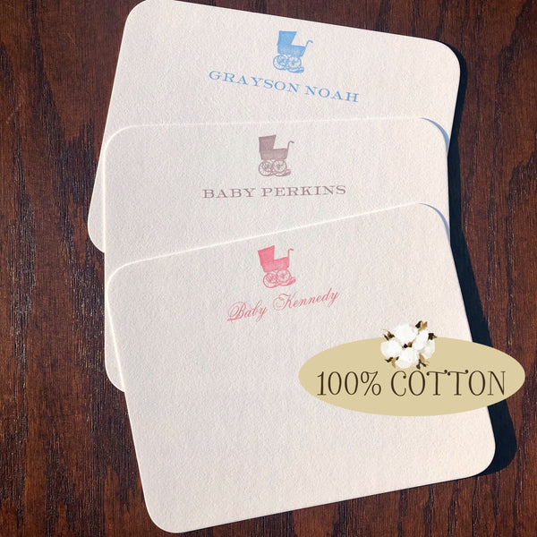 Baby thank you cards with Vintage Baby Carriage