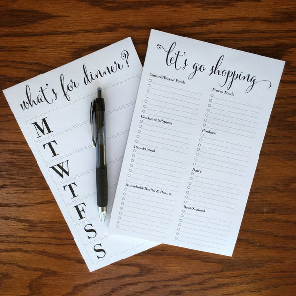 Meal planning and grocery list note pad set