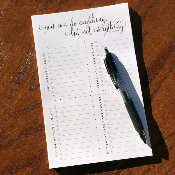 Time Management Tool: Priority Matrix Notepad to organize your To Do List