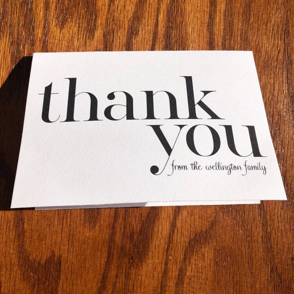 Personalized Family Thank You Card Pack with oversize font