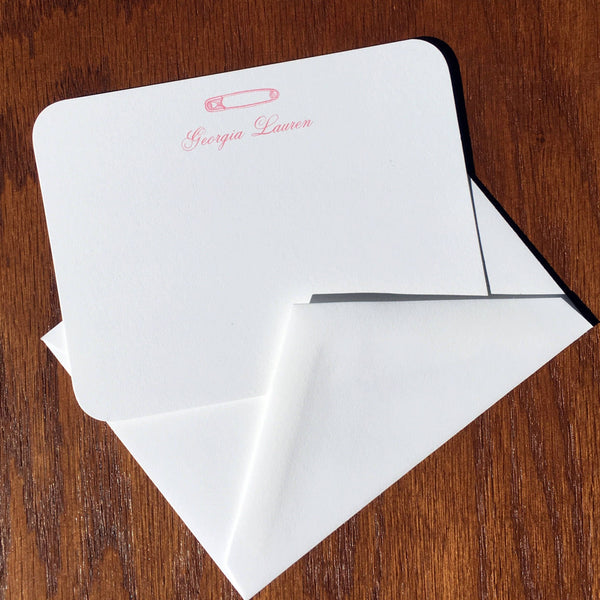100% Cotton Baby Thank You Cards with safety pin