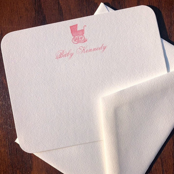 Baby thank you cards with Vintage Baby Carriage