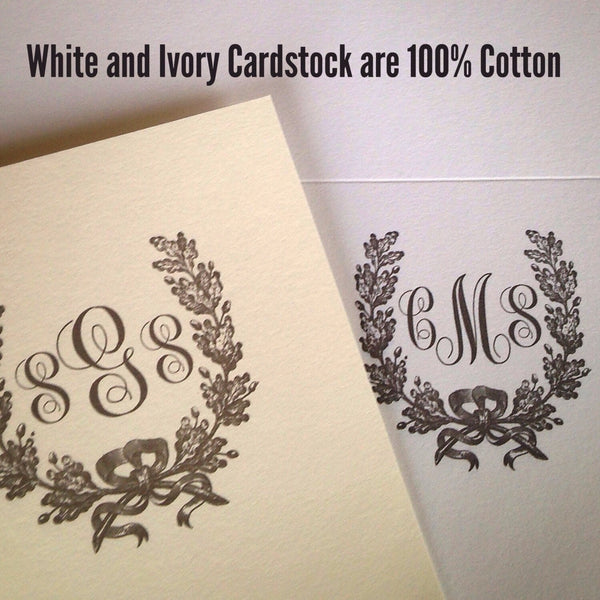 Script Monogram Stationery Set of cotton correspondence cards