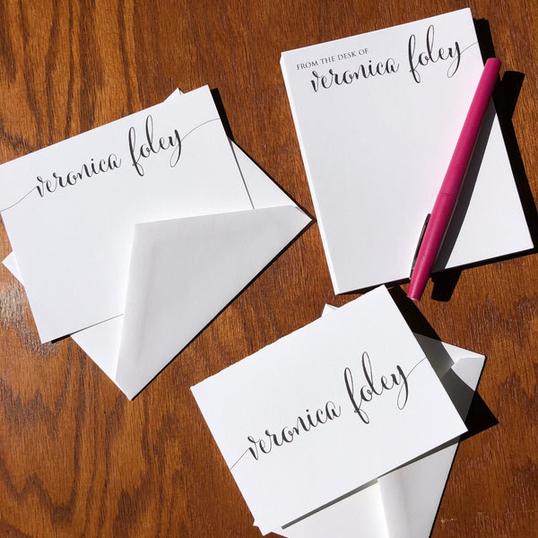 100% Cotton Name Stationery Set of Correspondence Cards