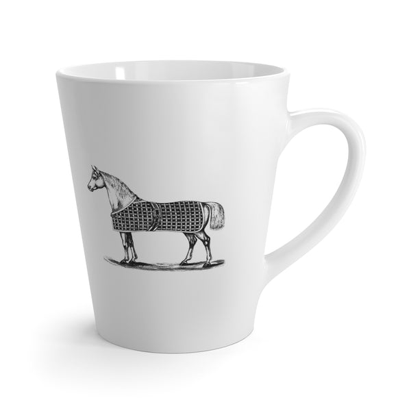 Letter T Vintage Blanket on Horse Mug with Initial, Tapered Latte Style