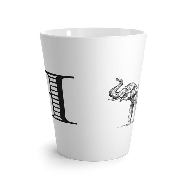 Letter H Elephant Mug with Initial, Tapered Latte Mug