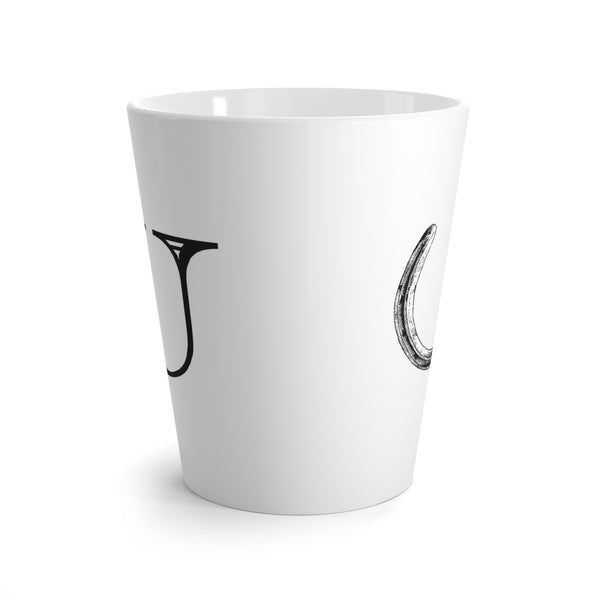 Letter U Horse Shoe Mug with Initial, Tapered Latte Style