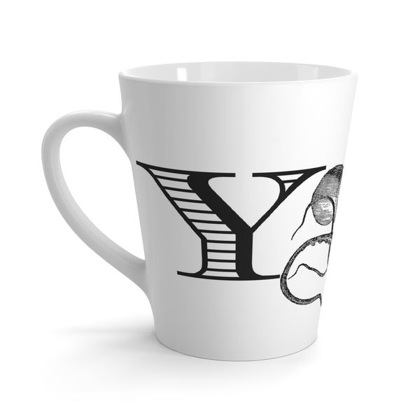 Letter X Octopus Mug with Initial, 12 ounce Tapered Latte Style