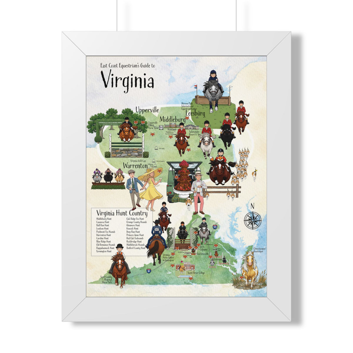 East Coast Equestrian's Guide to Virginia Framed Map