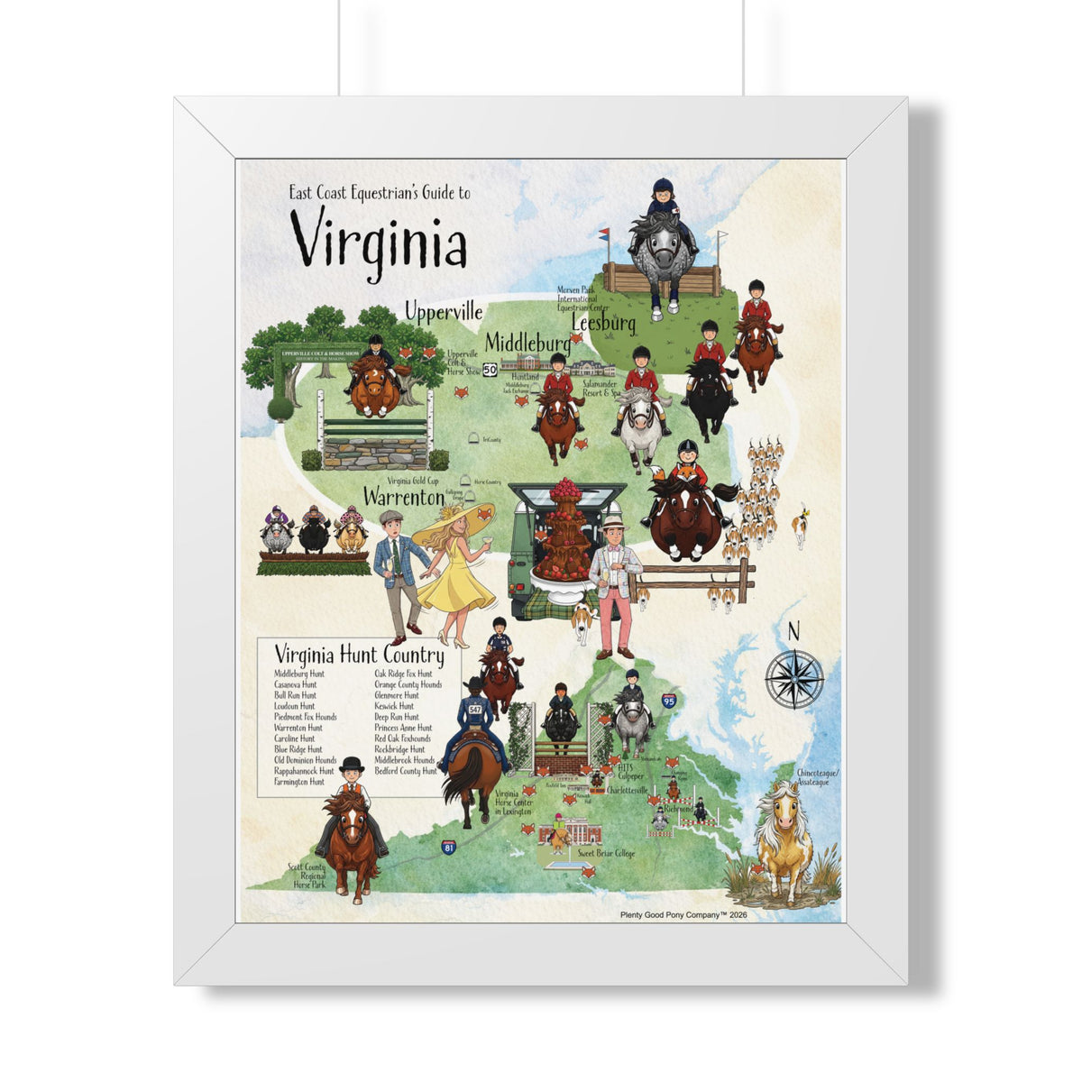 East Coast Equestrian's Guide to Virginia Framed Map