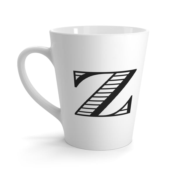Letter Z Warmblood Horse Mug with Initial, Tapered Latte Style