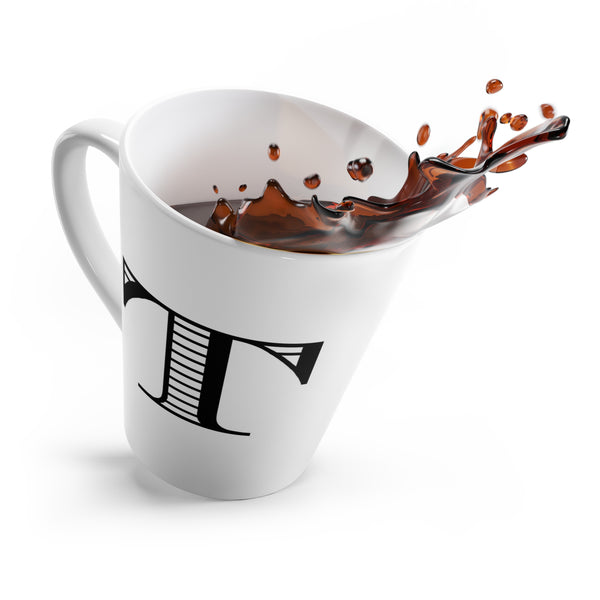 Letter T Horse Shoe Mug with Initial, Tapered Latte Style