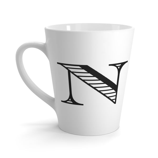 Letter N Horse Shoe Mug with Initial, Tapered Latte Style