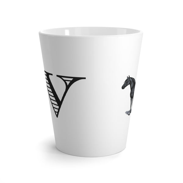 Letter W Warmblood Horse Mug with Initial, Tapered Latte Style