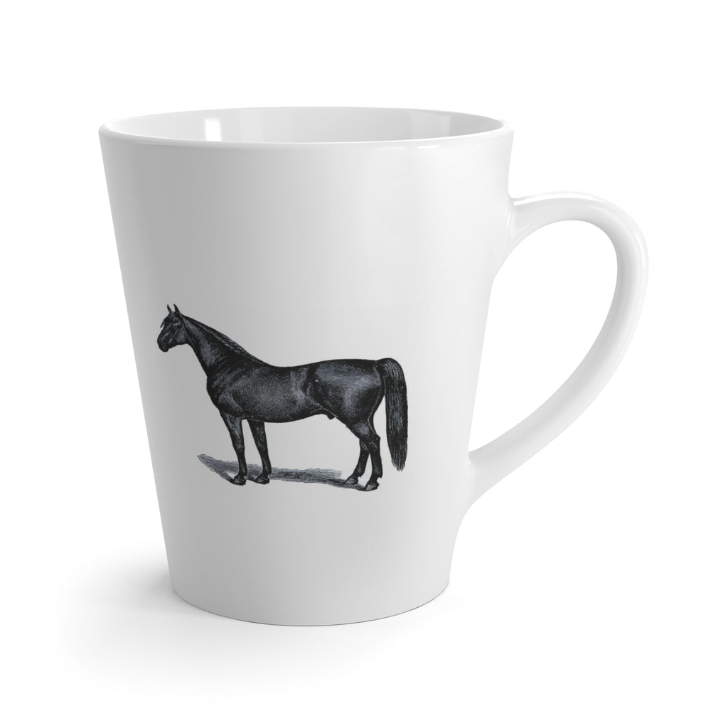 Letter V Warmblood Horse Mug with Initial, Tapered Latte Style
