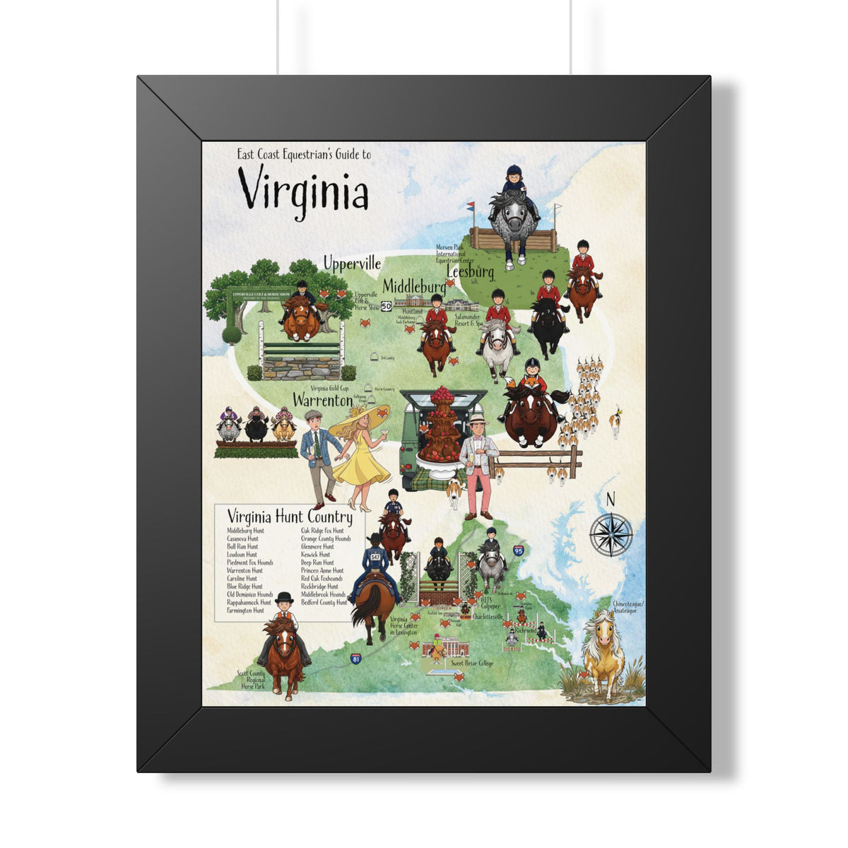 East Coast Equestrian's Guide to Virginia Framed Map