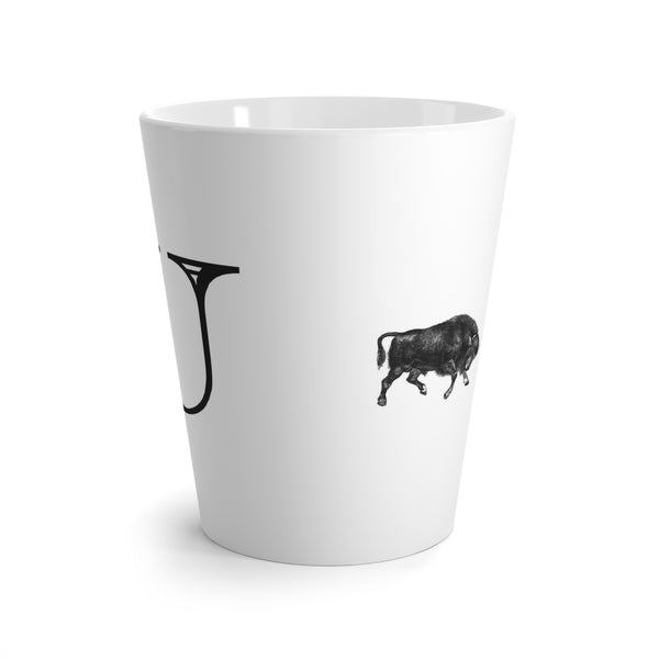 Letter U Bull and Bear Mug, Tapered Latte Style