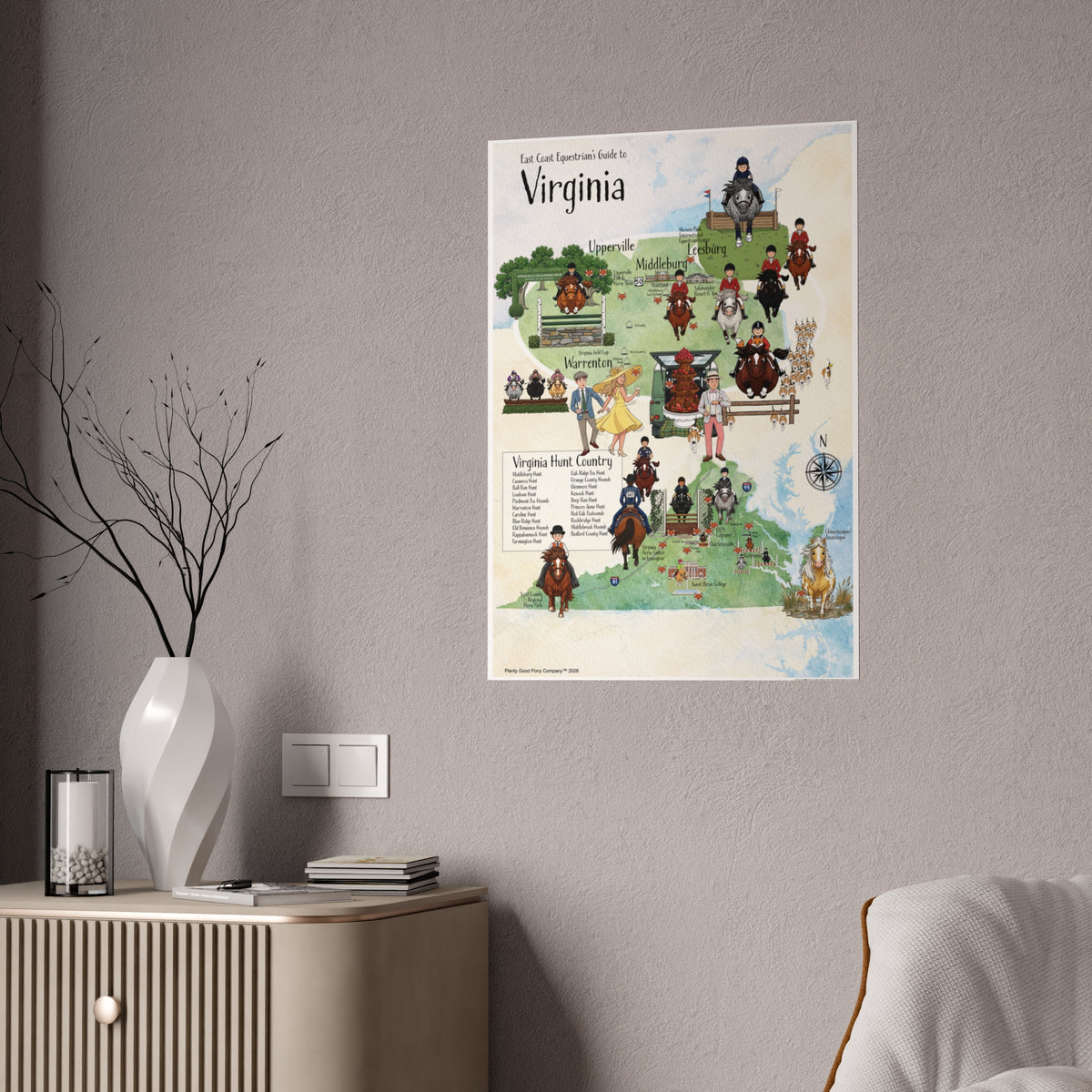 East Coast Equestrian Guide to Virginia, Glossy Poster, no frame