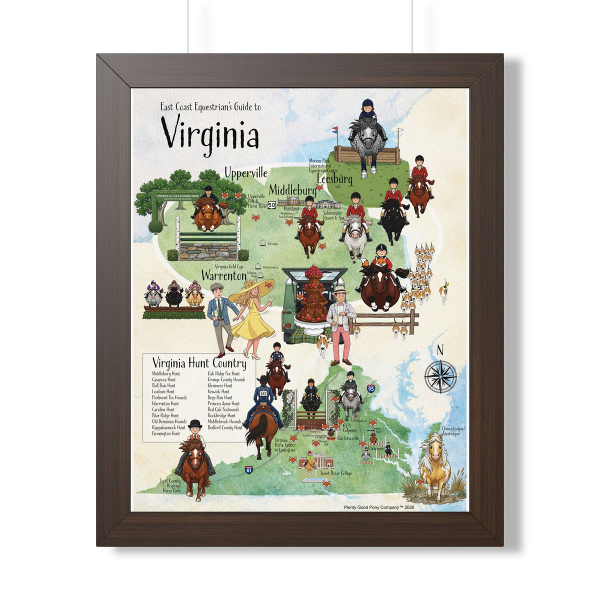 East Coast Equestrian's Guide to Virginia Framed Map