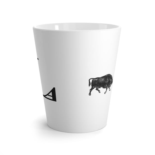 Letter L Bull and Bear Mug, Tapered Latte Style