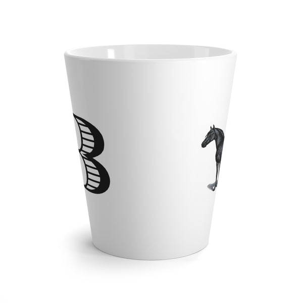 Letter B Warmblood Horse Mug with Initial, Tapered Latte Style