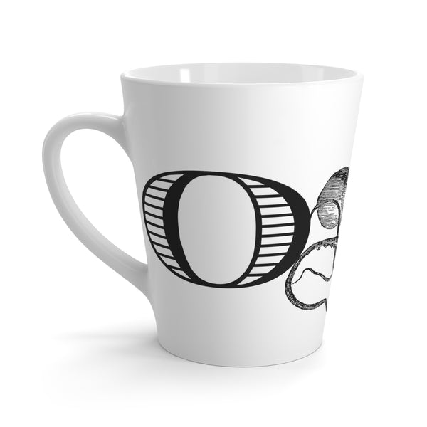 Letter O Octopus Mug with Initial, 12 ounce Tapered Latte Style