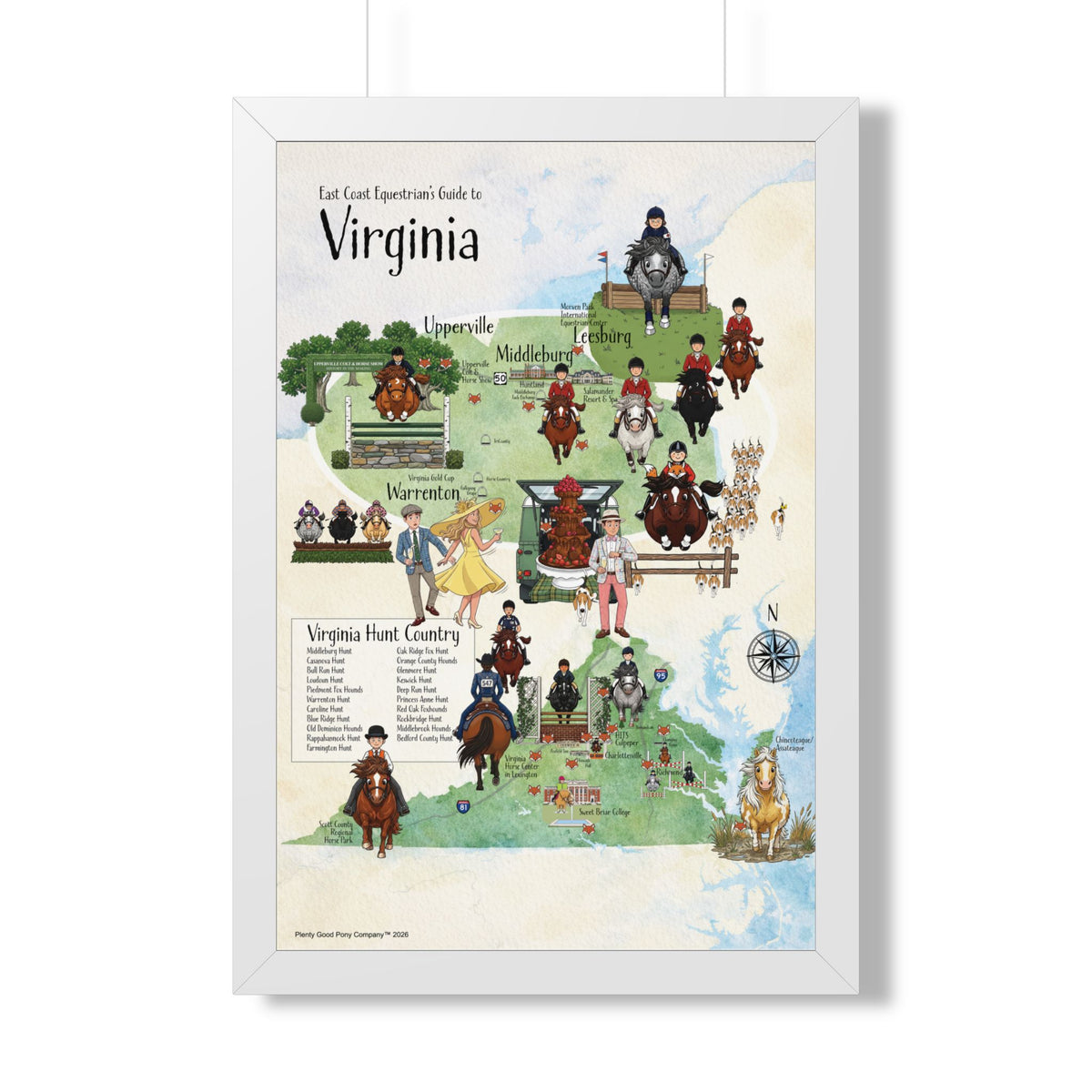 East Coast Equestrian's Guide to Virginia Framed Map