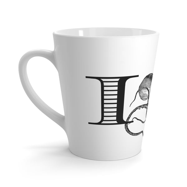 Letter I Octopus Mug with Initial, 12 ounce Tapered Latte