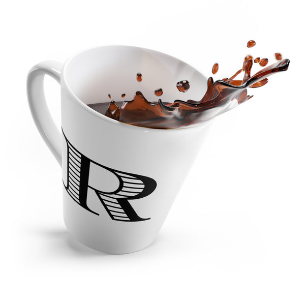 Letter R Equestrian Motif Horse Mug with Initial, Tapered Latte Style