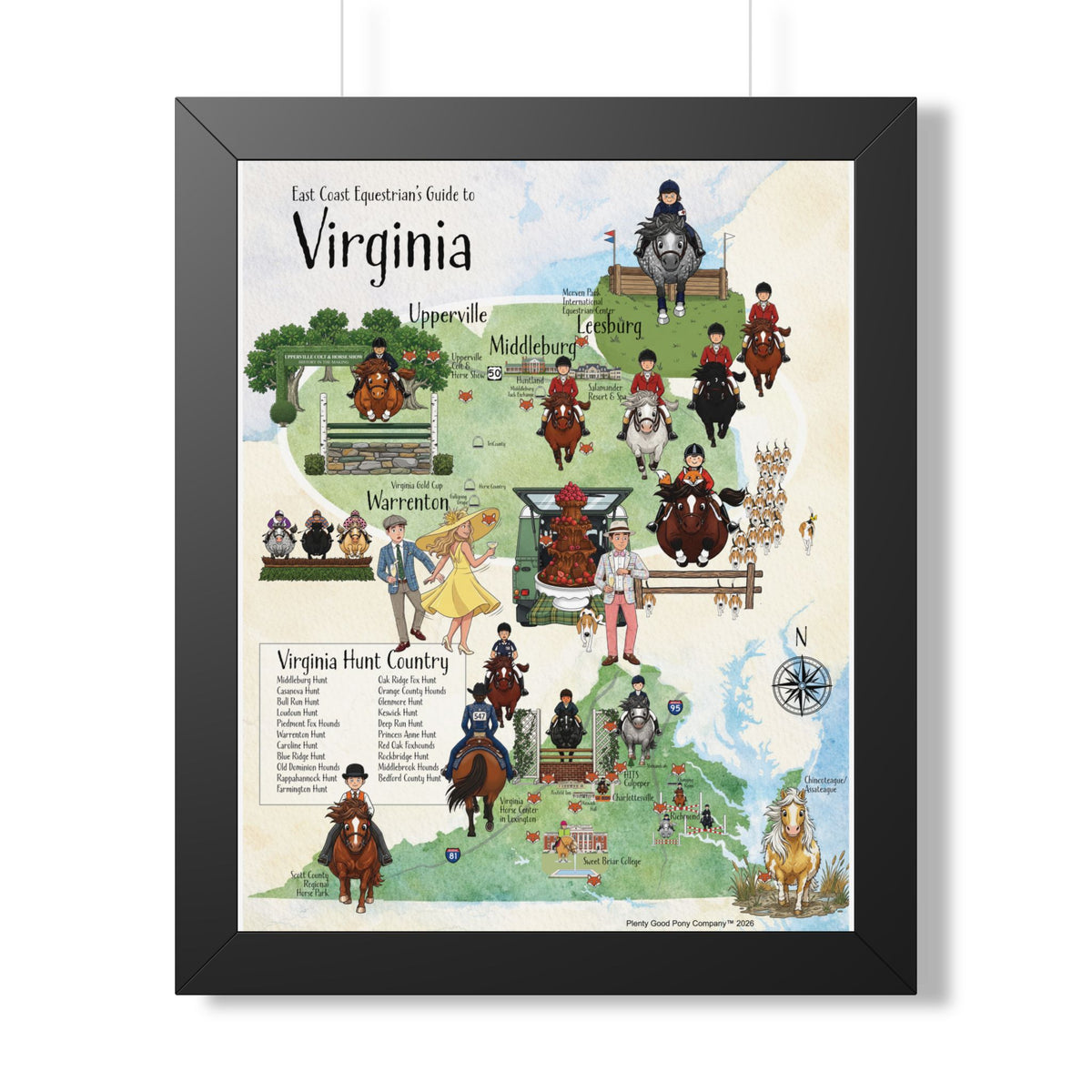 East Coast Equestrian's Guide to Virginia Framed Map