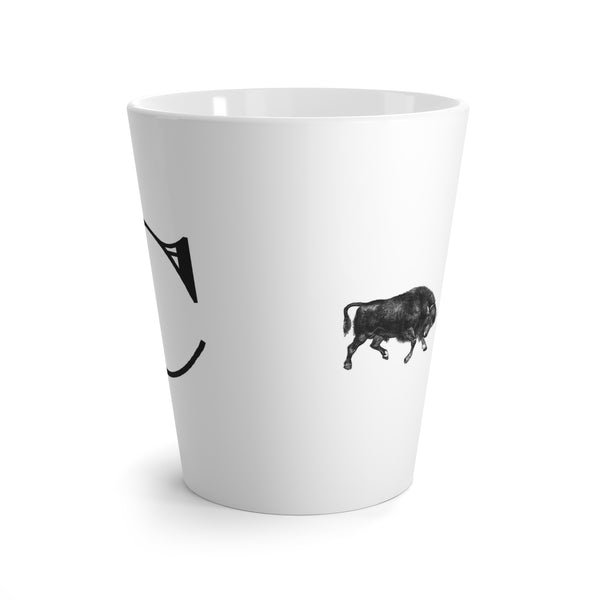 Letter C Bull and Bear Mug, Tapered Latte Style