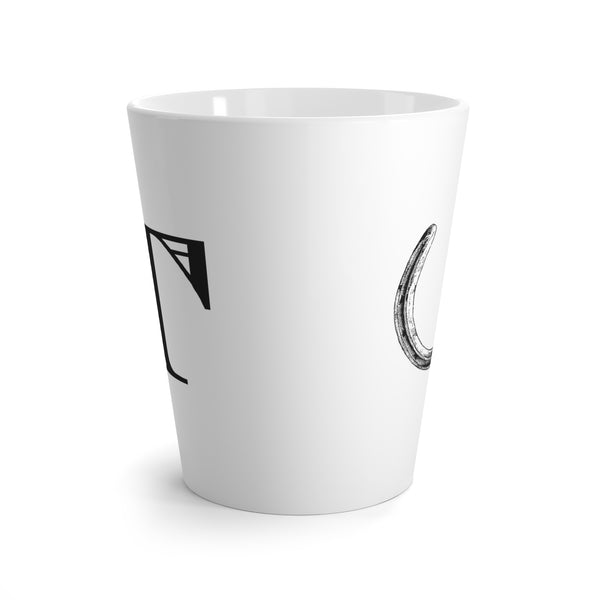 Letter T Horse Shoe Mug with Initial, Tapered Latte Style