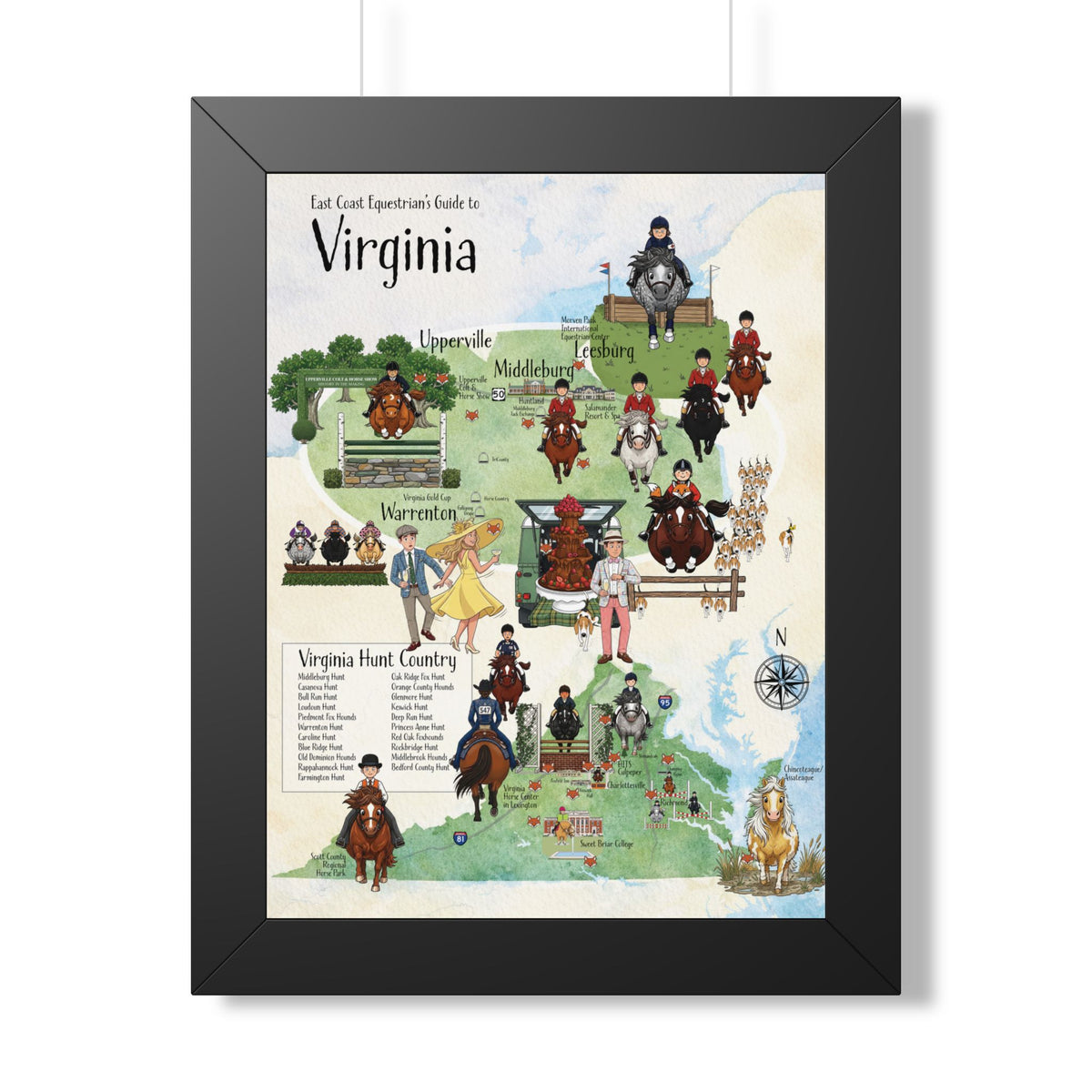 East Coast Equestrian's Guide to Virginia Framed Map