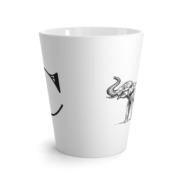 Letter C Elephant Mug with Initial, Tapered Latte Mug
