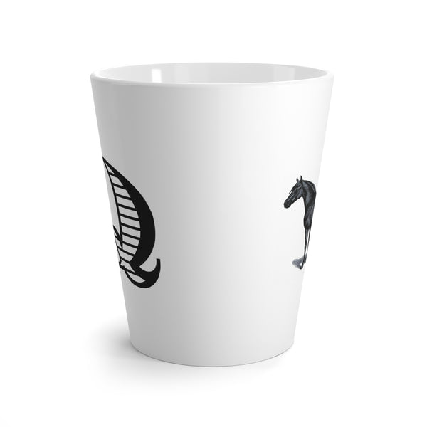Letter Q Warmblood Horse Mug with Initial, Tapered Latte Style