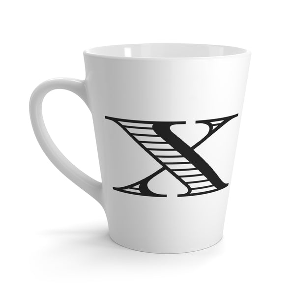 Letter X Horse Shoe Mug with Initial, Tapered Latte Style