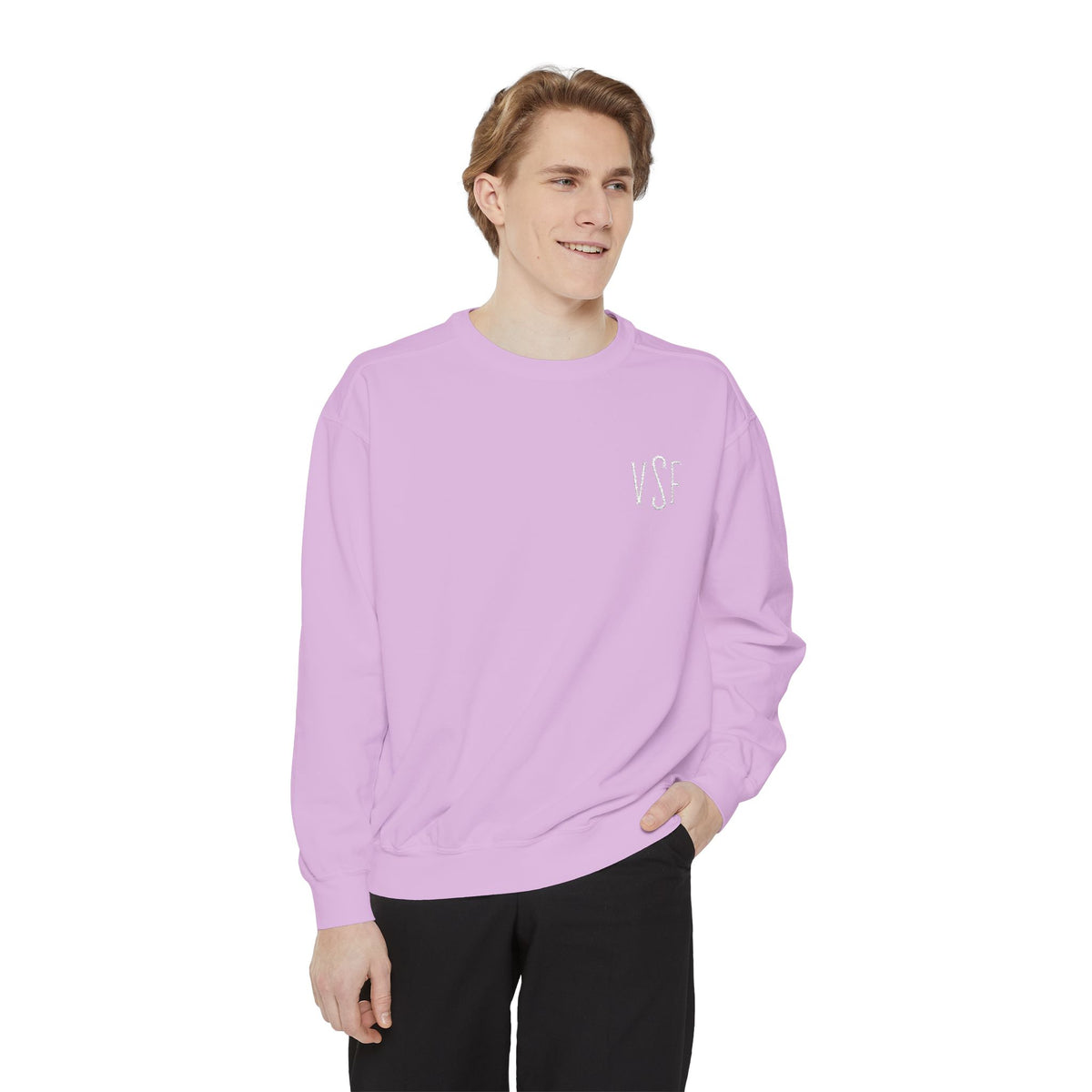 Minimal White Sweatshirt with Subtle Monogram Pocket Graphic