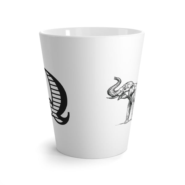 Letter Q Elephant Mug with Initial, Tapered Latte Mug