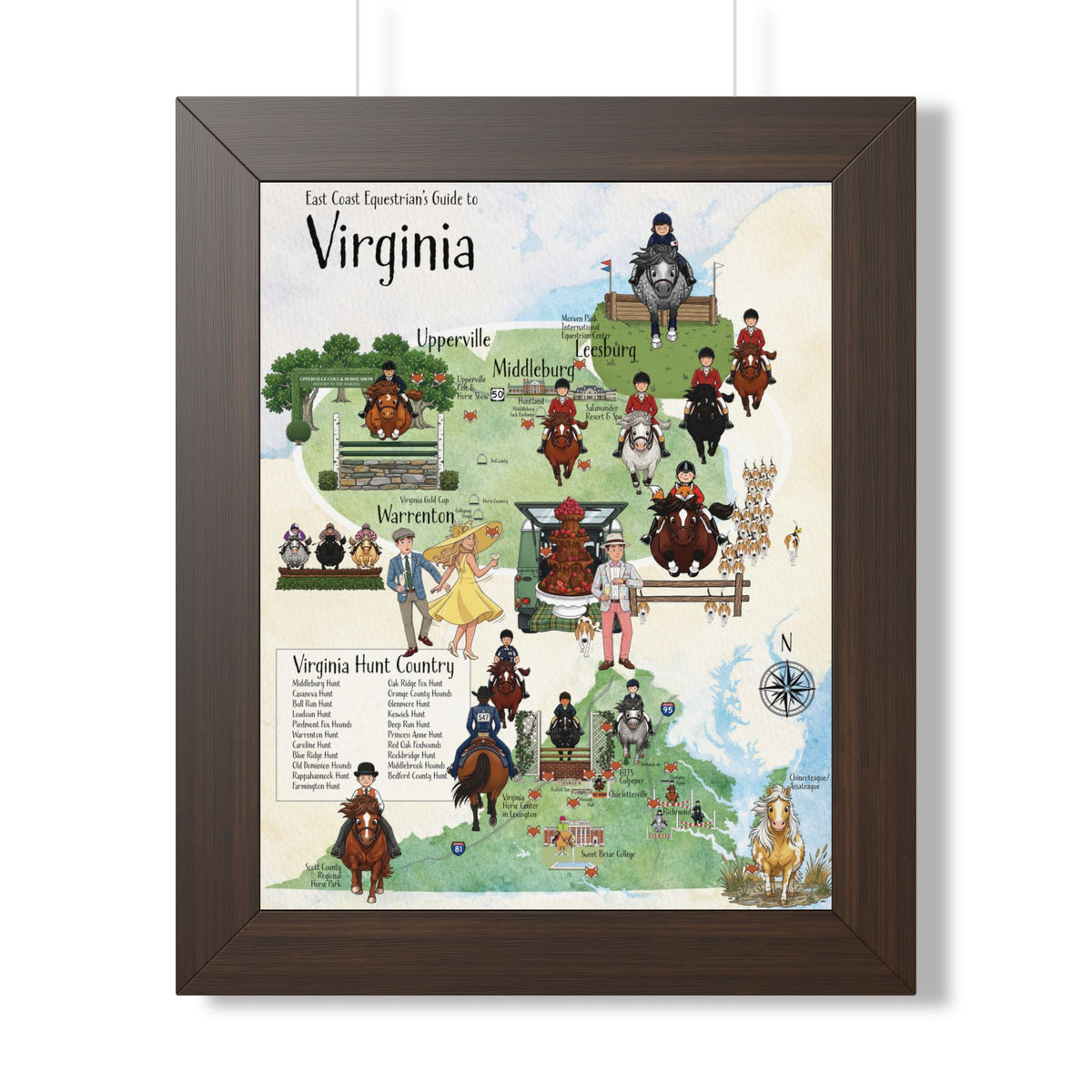 East Coast Equestrian's Guide to Virginia Framed Map