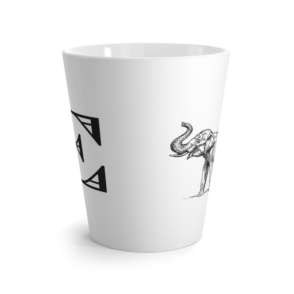 Letter E Elephant Mug with Initial, Tapered Latte Mug