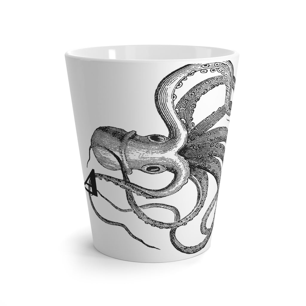 Letter L Octopus Mug with Initial, 12 ounce Tapered Latte