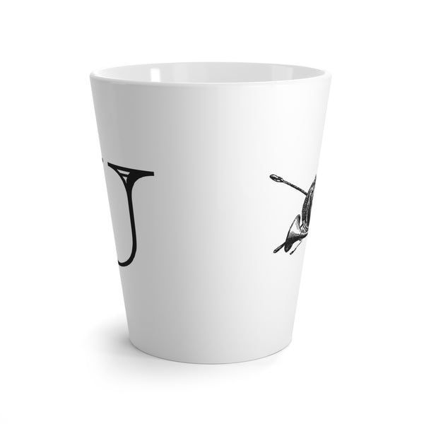 Letter U Equestrian Motif Horse Mug with Initial, Tapered Latte Style