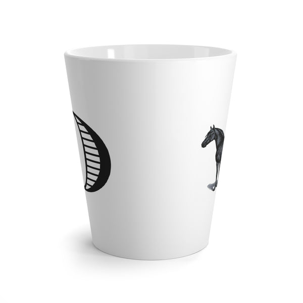 Letter O Warmblood Horse Mug with Initial, Tapered Latte Style