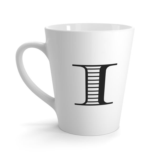 Letter I Polo Pony or Horse Mug with Initial, Tapered Latte Style