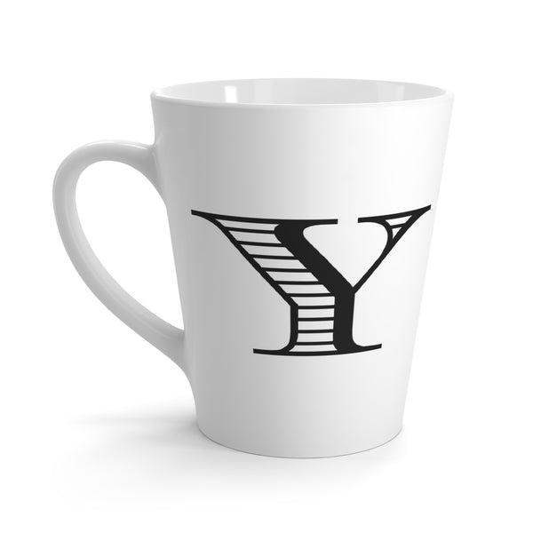 Letter Y Horse Shoe Mug with Initial, Tapered Latte Style
