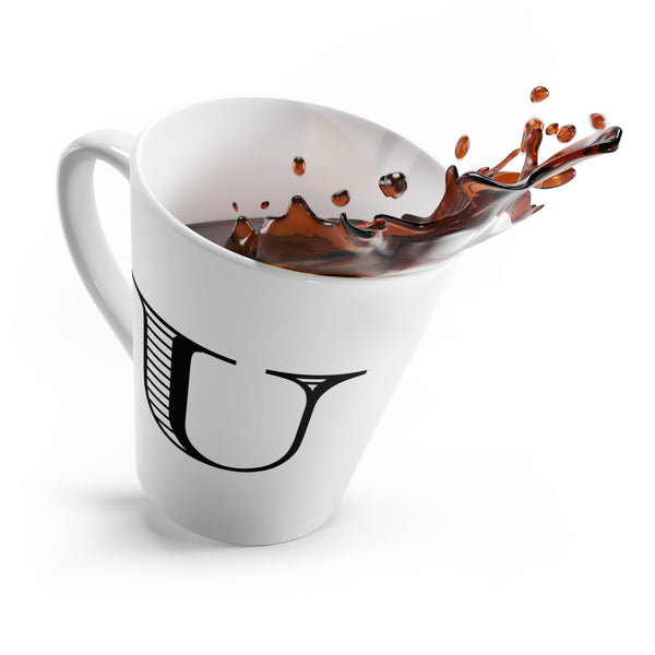 Letter U Warmblood Horse Mug with Initial, Tapered Latte Style