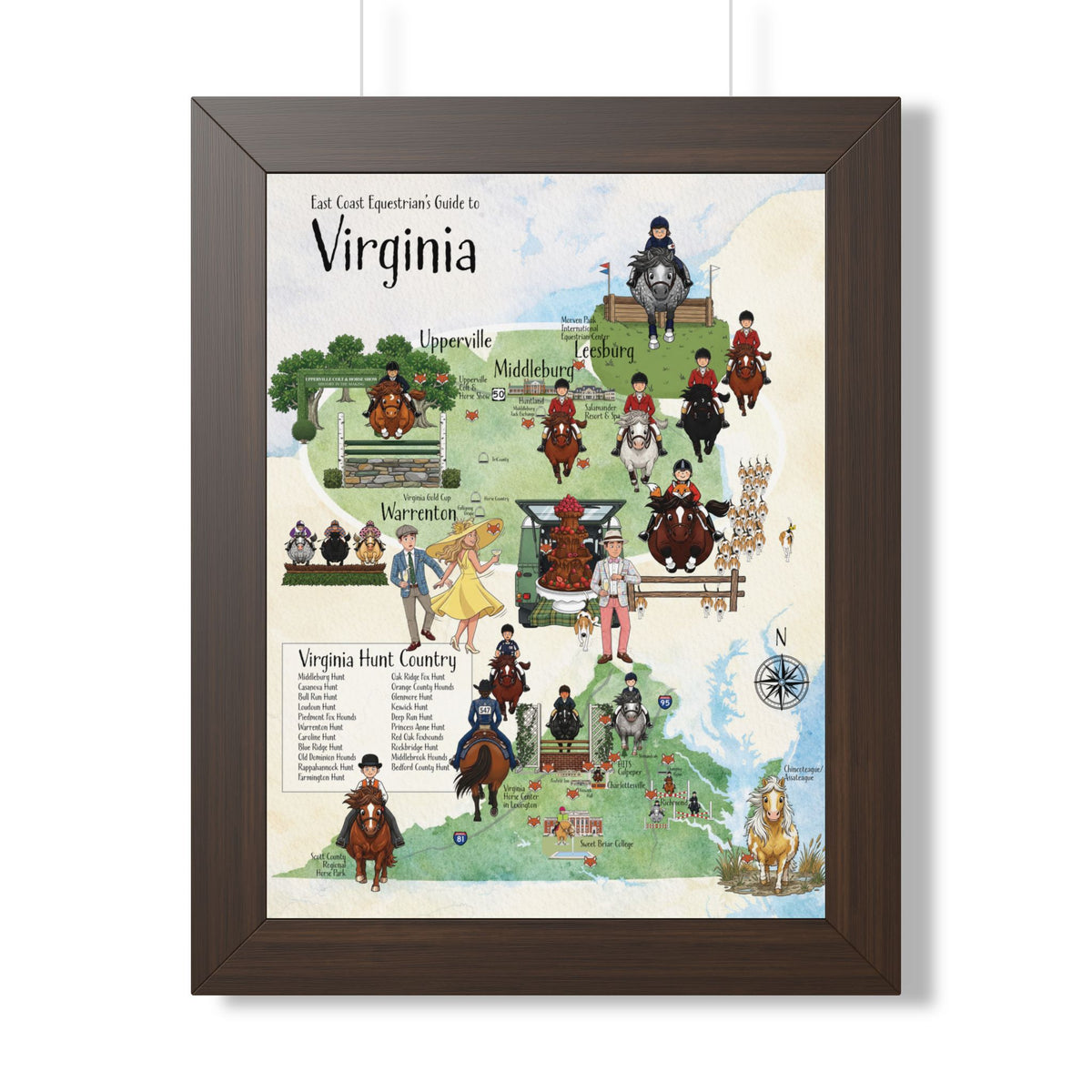 East Coast Equestrian's Guide to Virginia Framed Map